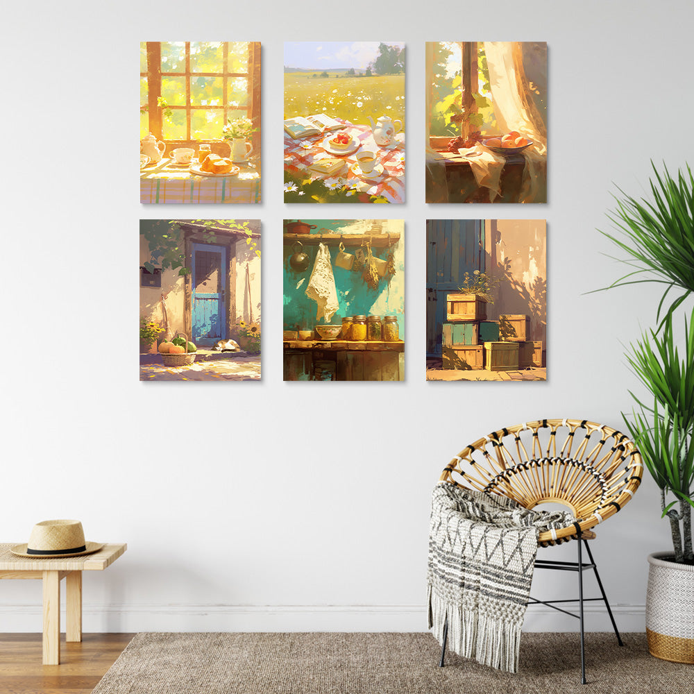 Escena de Casa en Campo 6 Partes Mini Pintar por Números