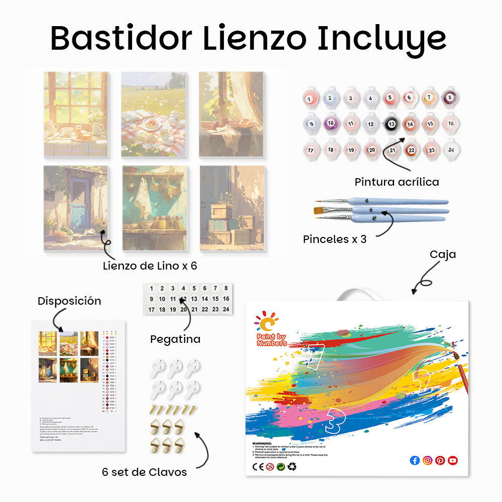 Escena de Casa en Campo 6 Partes Mini Pintar por Números