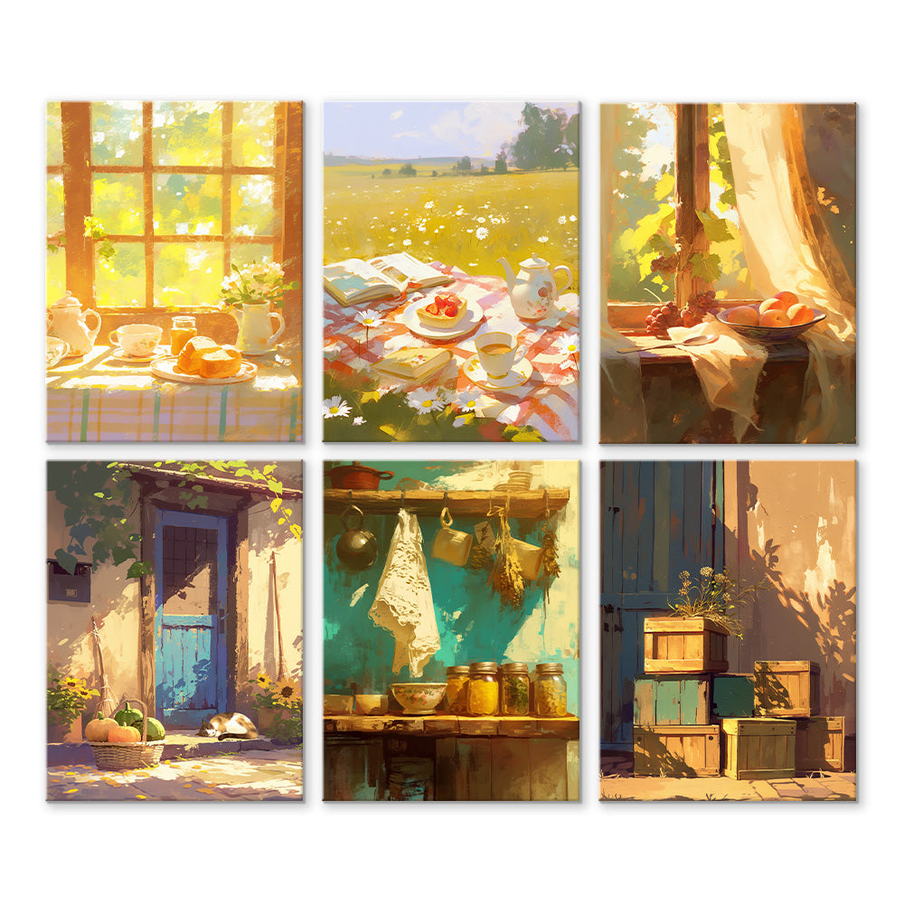 Escena de Casa en Campo 6 Partes Mini Pintar por Números