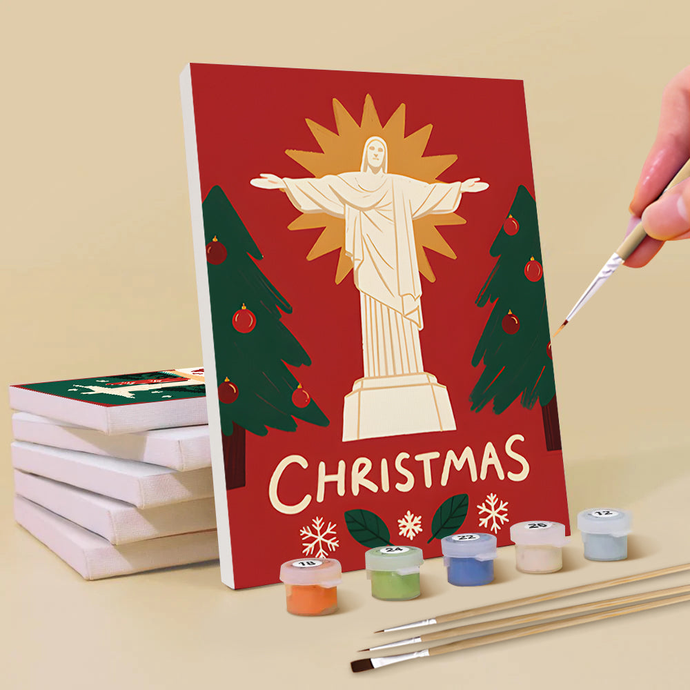 Estatua de Cristo en Navidad 6 Partes Mini Pintar por Números