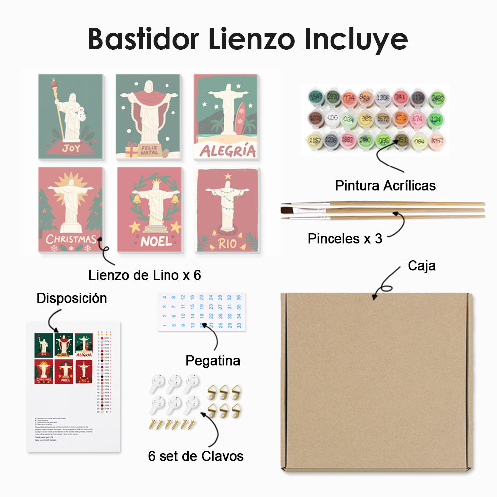 Estatua de Cristo en Navidad 6 Partes Mini Pintar por Números