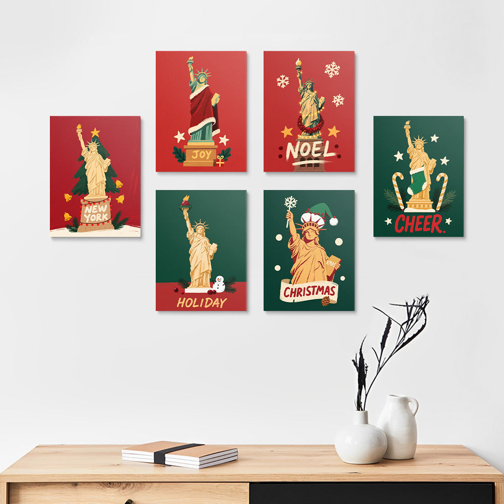 Estatua de la Libertad en Navidad 6 Partes Mini Pintar por Números