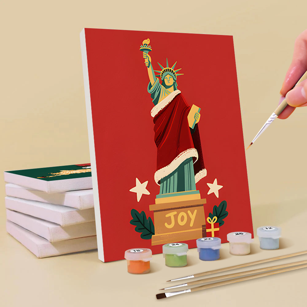 Estatua de la Libertad en Navidad 6 Partes Mini Pintar por Números