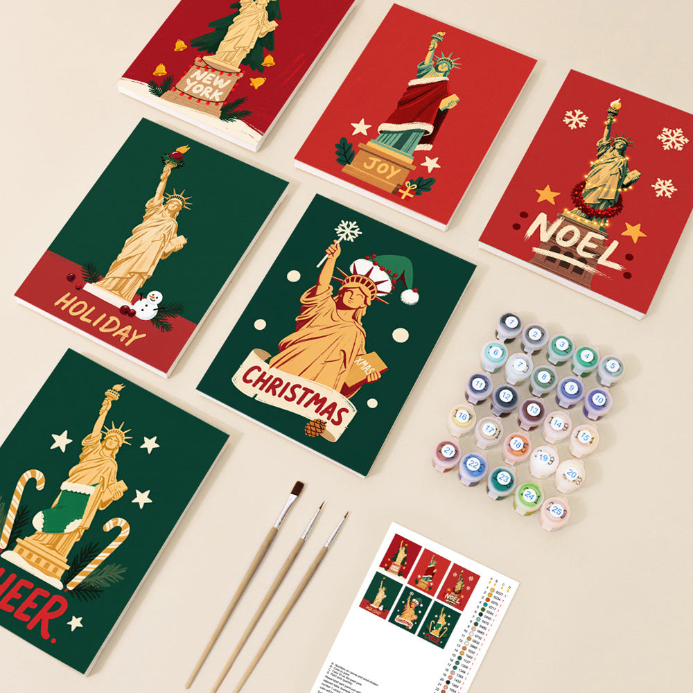 Estatua de la Libertad en Navidad 6 Partes Mini Pintar por Números