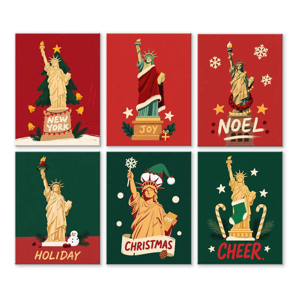 Estatua de la Libertad en Navidad 6 Partes Mini Pintar por Números