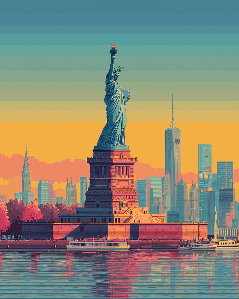 Estatua de la Libertad y Rascacielos Pintar por Números