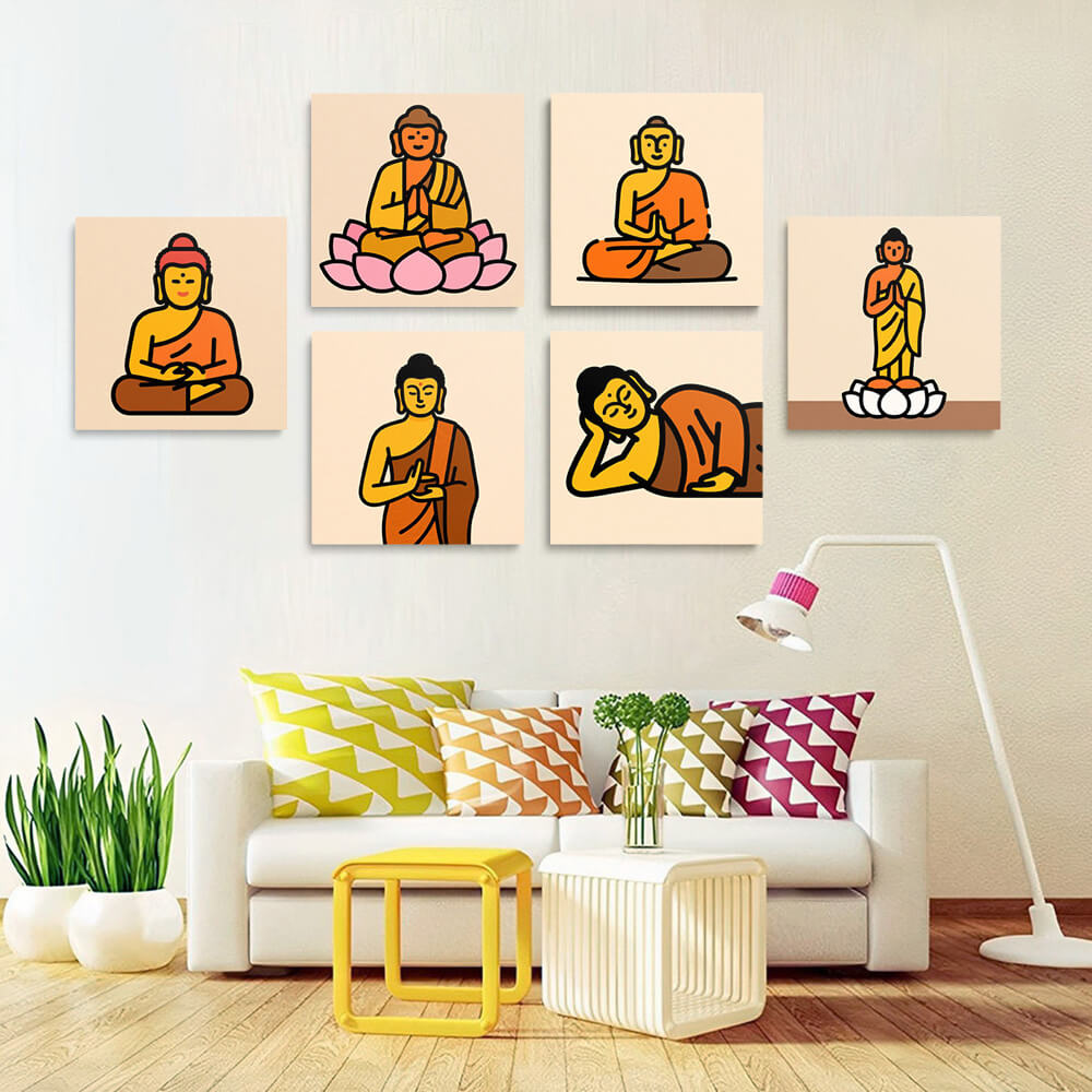 Estatua de Loto y Buda 6 Partes Mini Pintar por Números
