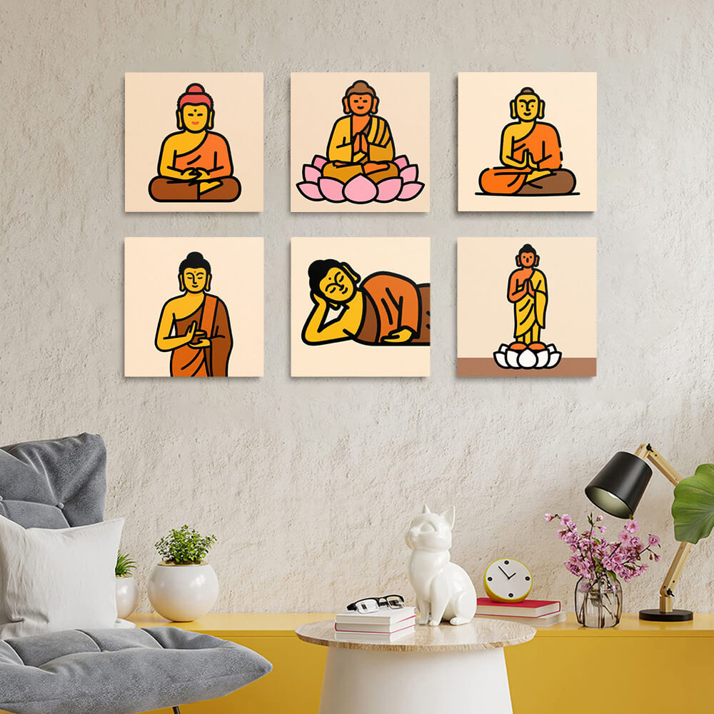 Estatua de Loto y Buda 6 Partes Mini Pintar por Números