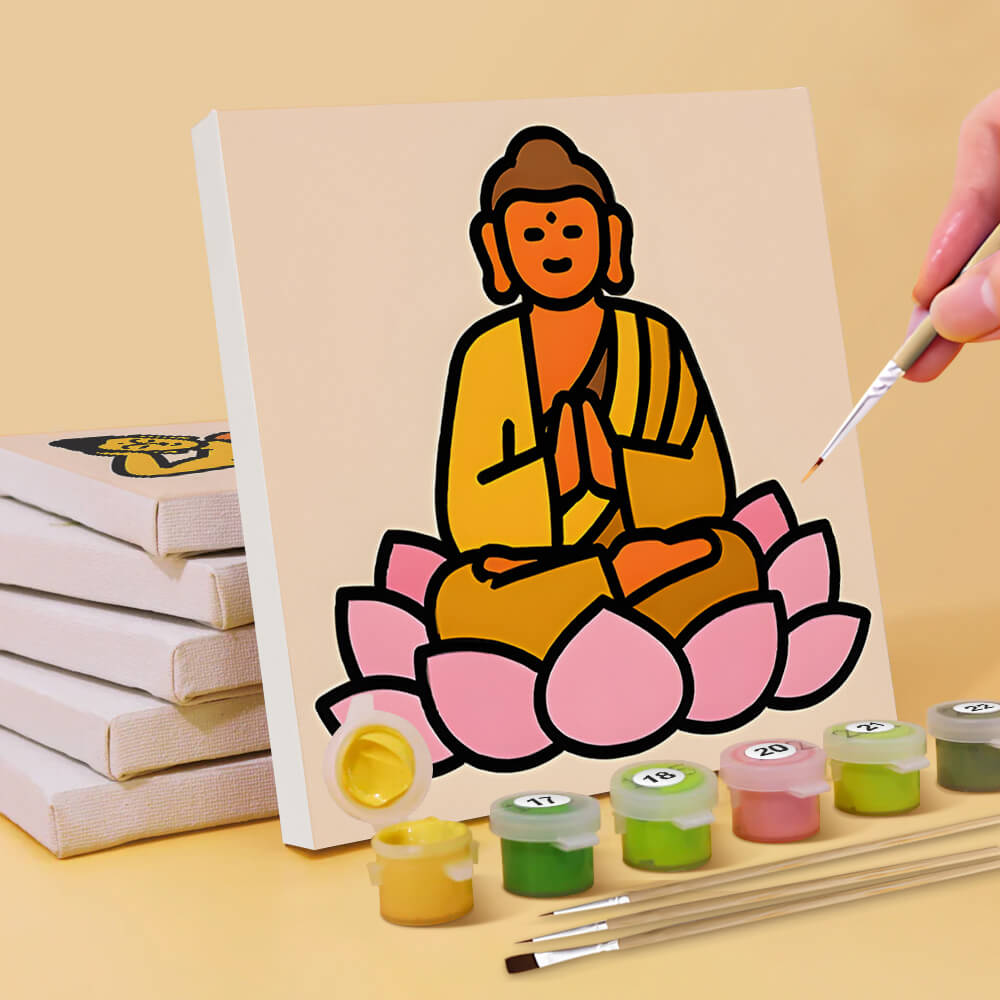 Estatua de Loto y Buda 6 Partes Mini Pintar por Números