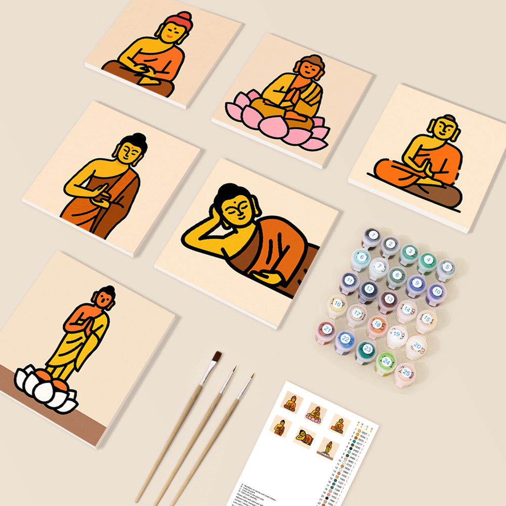 Estatua de Loto y Buda 6 Partes Mini Pintar por Números