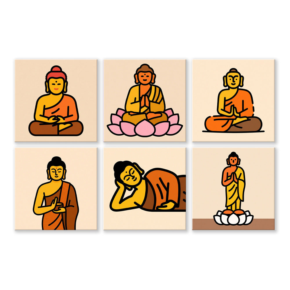 Estatua de Loto y Buda 6 Partes Mini Pintar por Números
