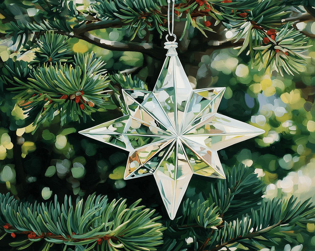 Estrella Mágica de Cristal Blanco de Navidad Pintar por Números