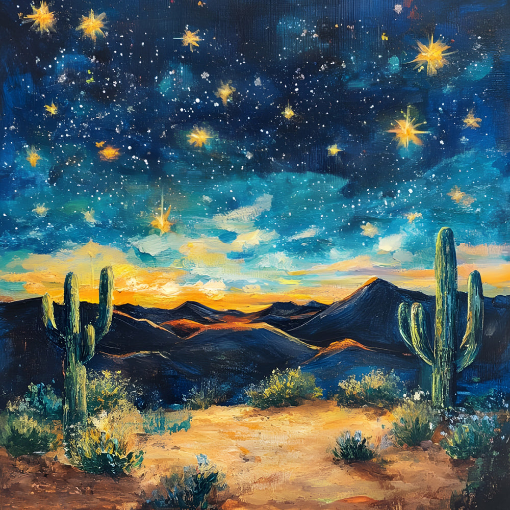Estrellas y Montañas y Cactos Silvestres Pintar por Números