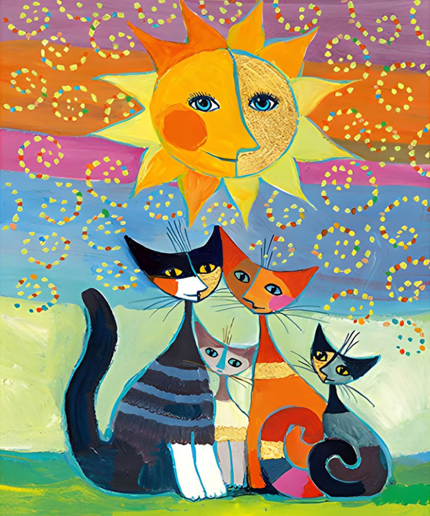 Familia de Gato Pintar por Números