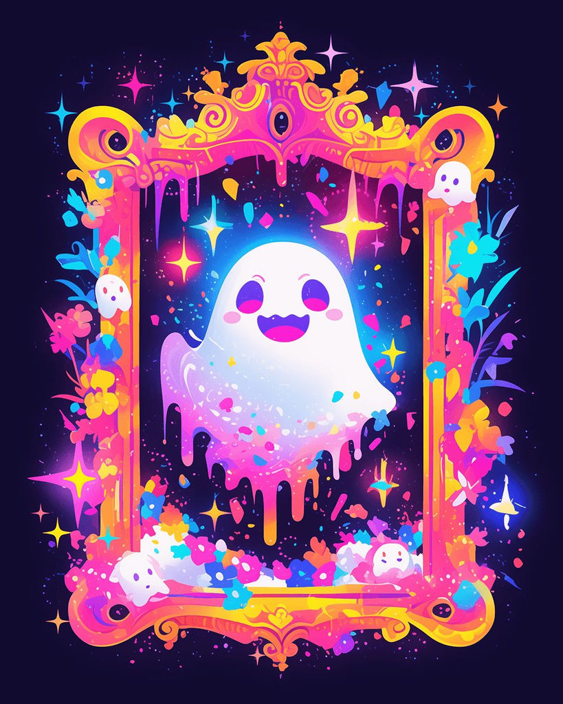 Fantasma Blanco Lindo en el Espejo Mágico Pintar por Números