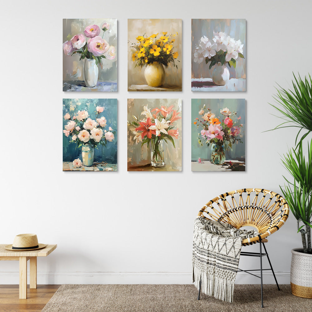 Fases Diferentes de Varias Flores 6 Partes Mini Pintar por Números