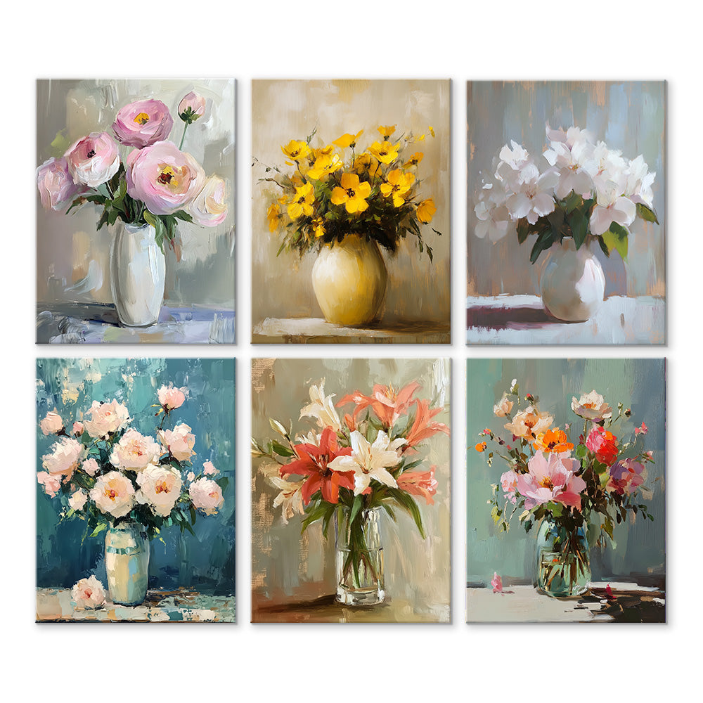 Fases Diferentes de Varias Flores 6 Partes Mini Pintar por Números