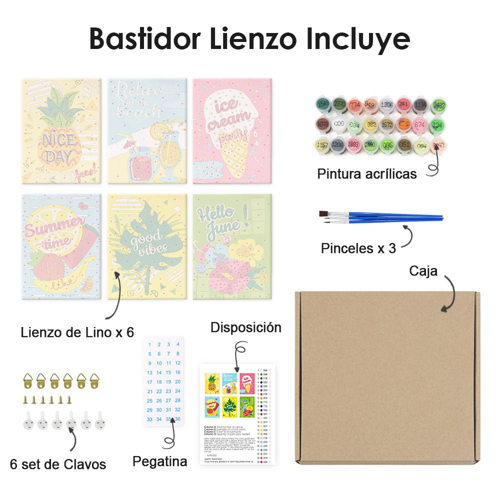 Felices Vacaciones de Junio 6 Partes Mini Pintar por Números