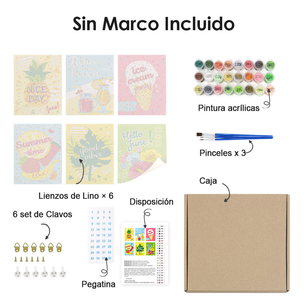 Felices Vacaciones de Junio 6 Partes Mini Pintar por Números