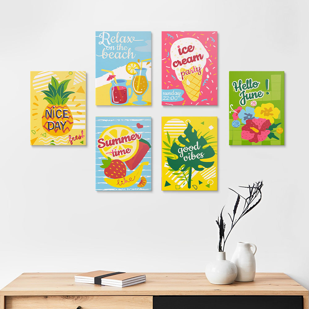 Felices Vacaciones de Junio 6 Partes Mini Pintar por Números