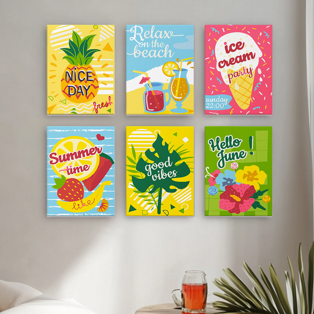 Felices Vacaciones de Junio 6 Partes Mini Pintar por Números