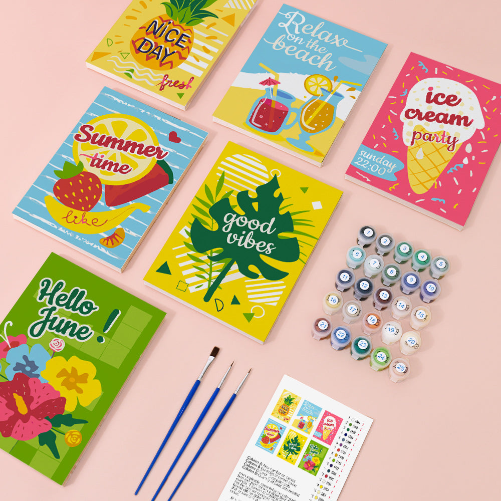 Felices Vacaciones de Junio 6 Partes Mini Pintar por Números