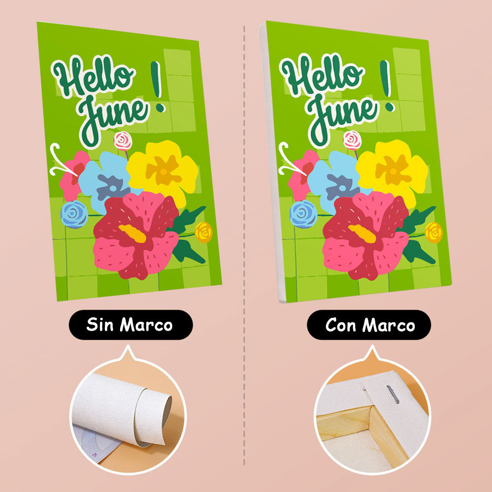 Felices Vacaciones de Junio 6 Partes Mini Pintar por Números