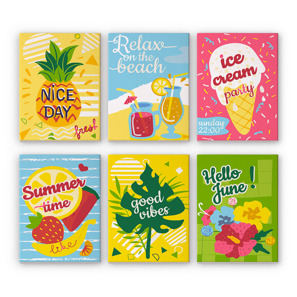 Felices Vacaciones de Junio 6 Partes Mini Pintar por Números