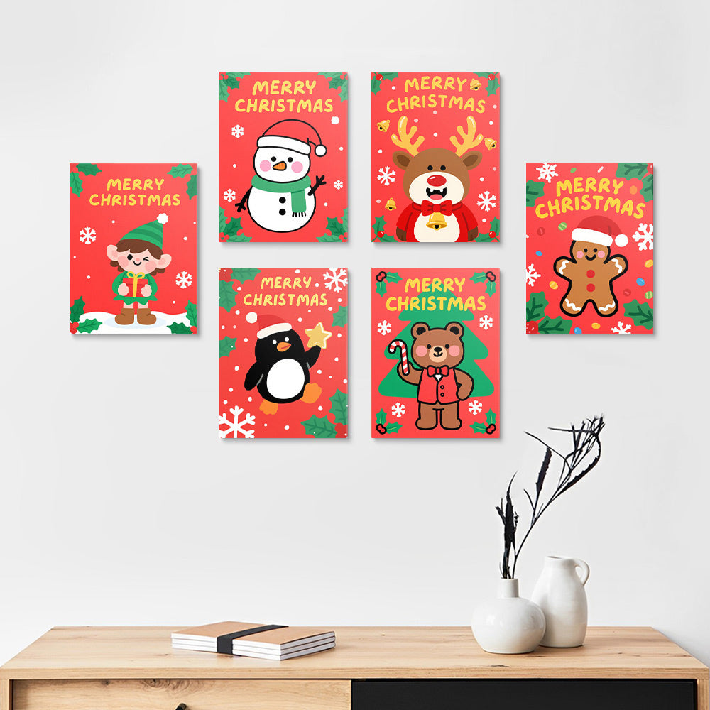 Feliz Navidad a los Animales 6 Partes Mini Pintar por Números