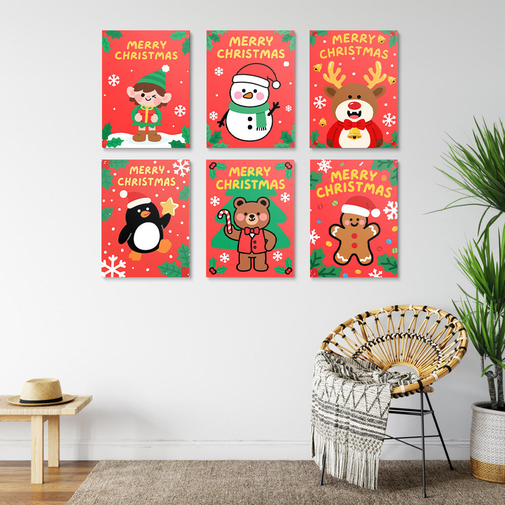 Feliz Navidad a los Animales 6 Partes Mini Pintar por Números
