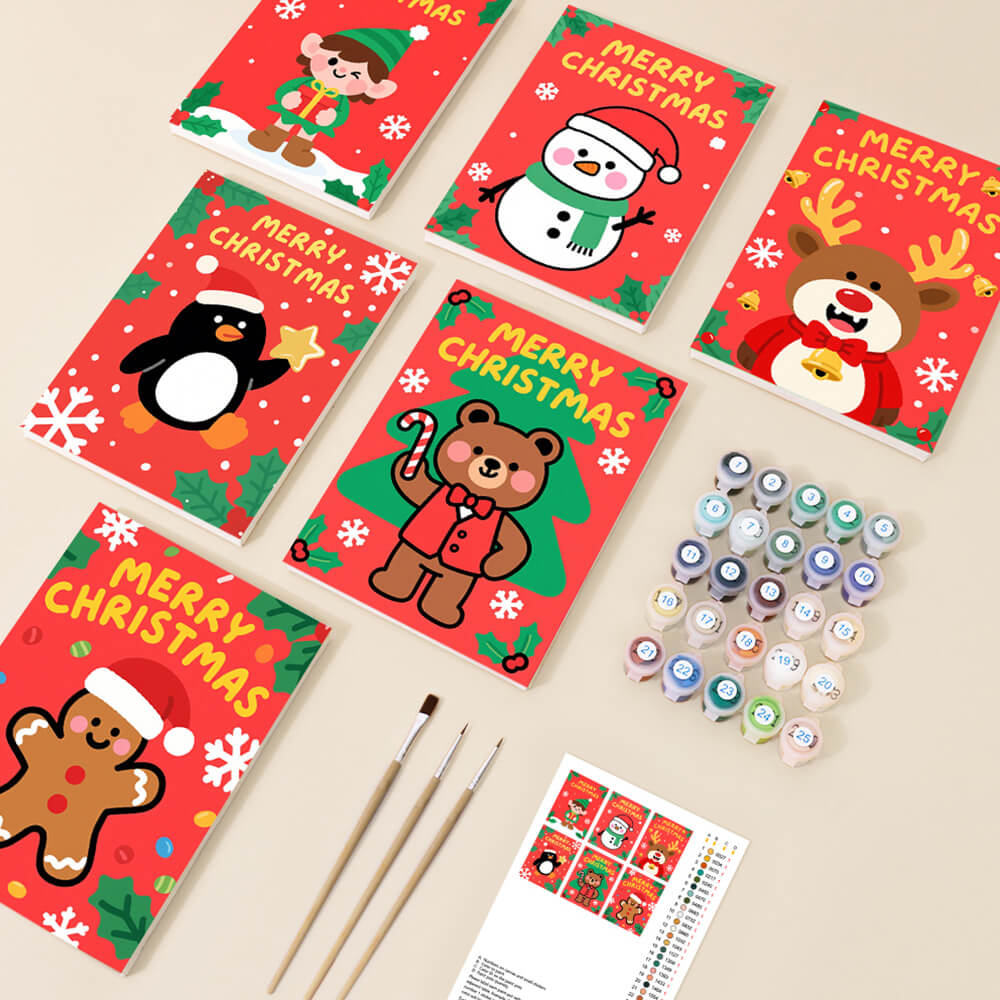 Feliz Navidad a los Animales 6 Partes Mini Pintar por Números