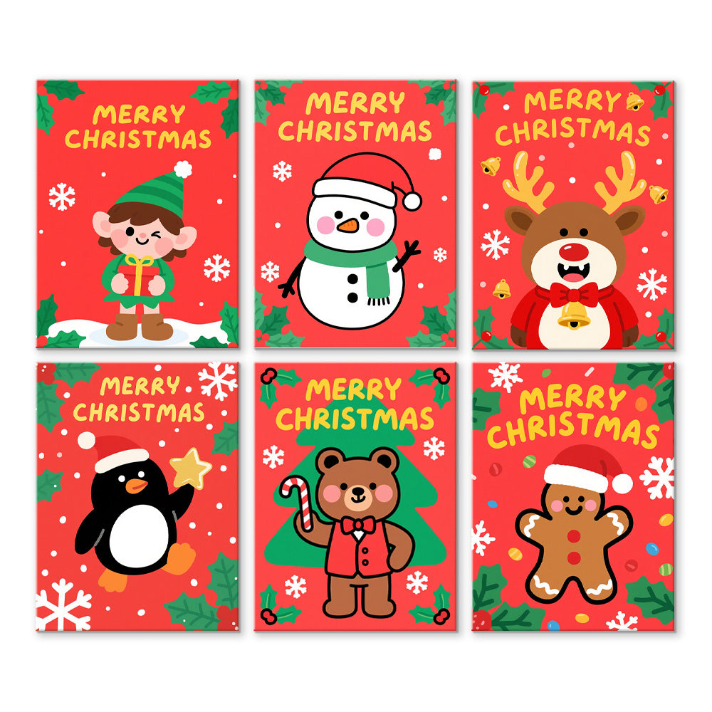 Feliz Navidad a los Animales 6 Partes Mini Pintar por Números