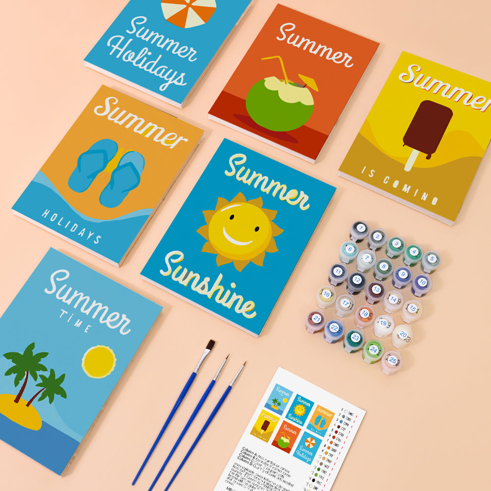 Feliz Tiempo de Verano 6 Partes Mini Pintar por Números