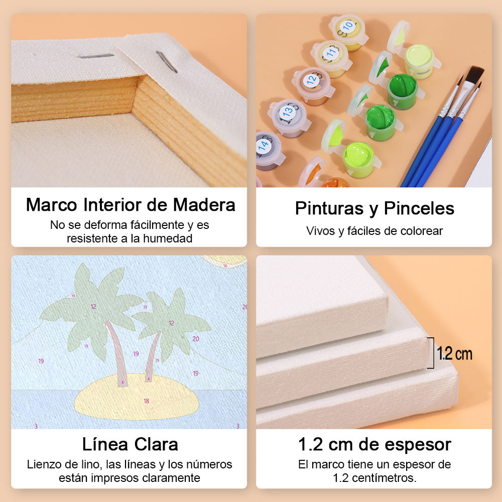 Feliz Tiempo de Verano 6 Partes Mini Pintar por Números