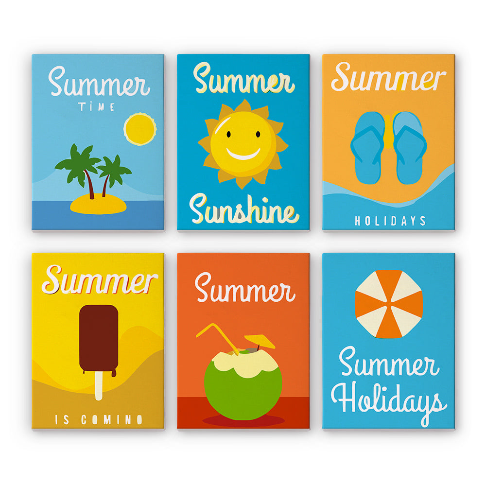 Feliz Tiempo de Verano 6 Partes Mini Pintar por Números