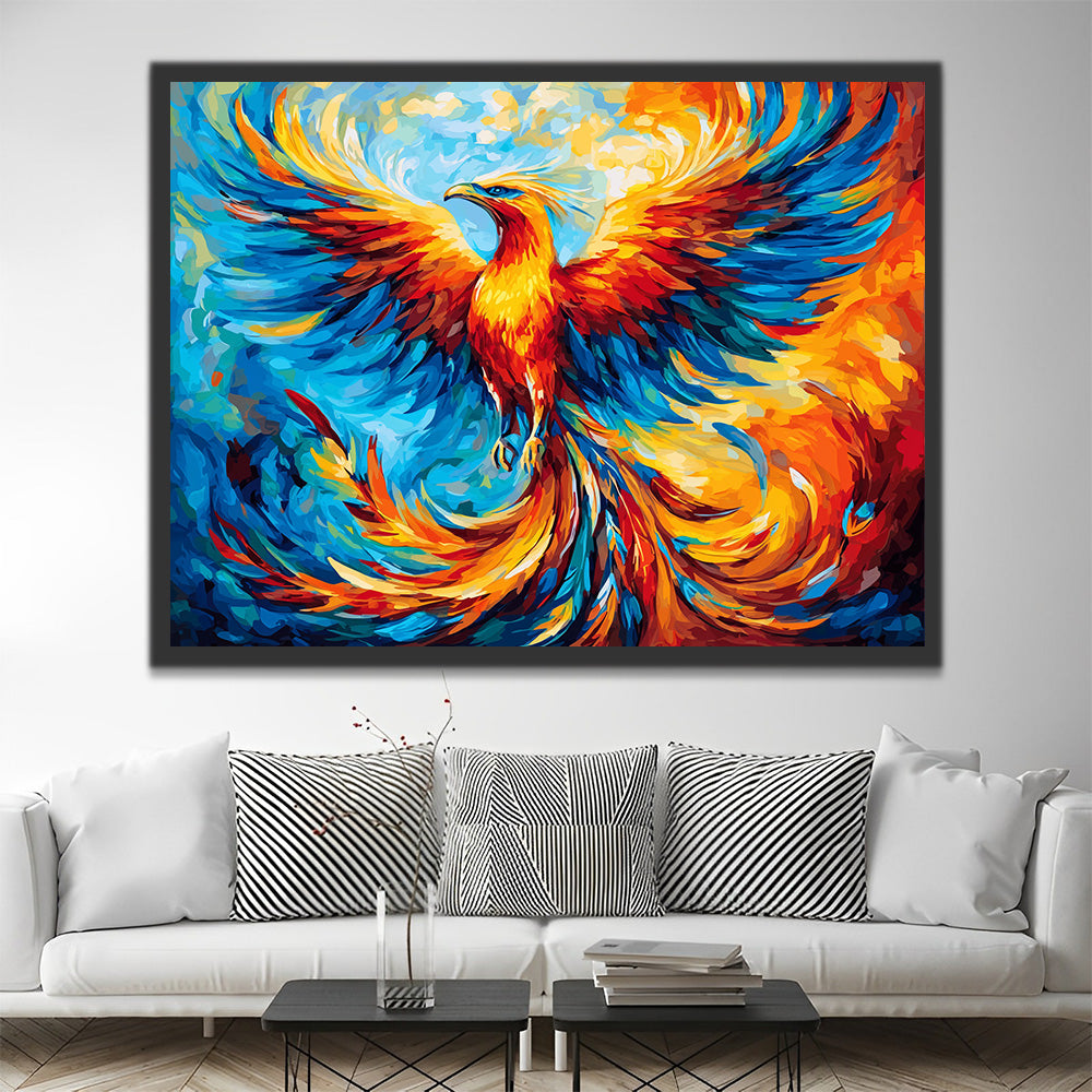Fénix Azul y Fuego Pintar por Números