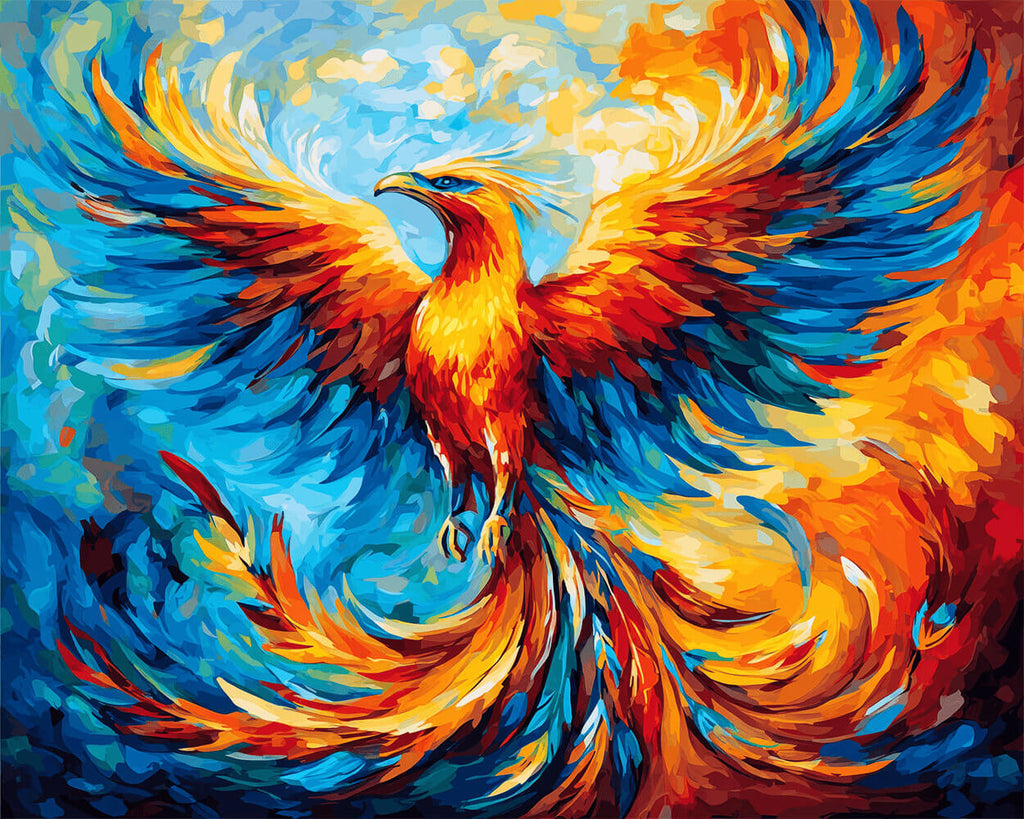 Fénix Azul y Fuego Pintar por Números
