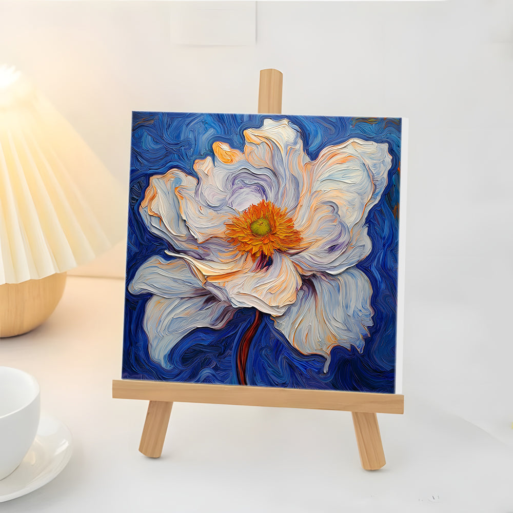 Flor Blanca con Estambres Amarillos Mini Pintar por Números