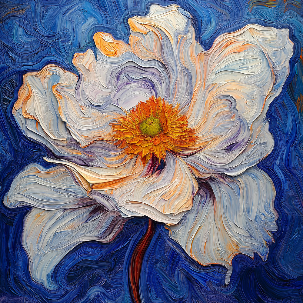 Flor Blanca con Estambres Amarillos Mini Pintar por Números
