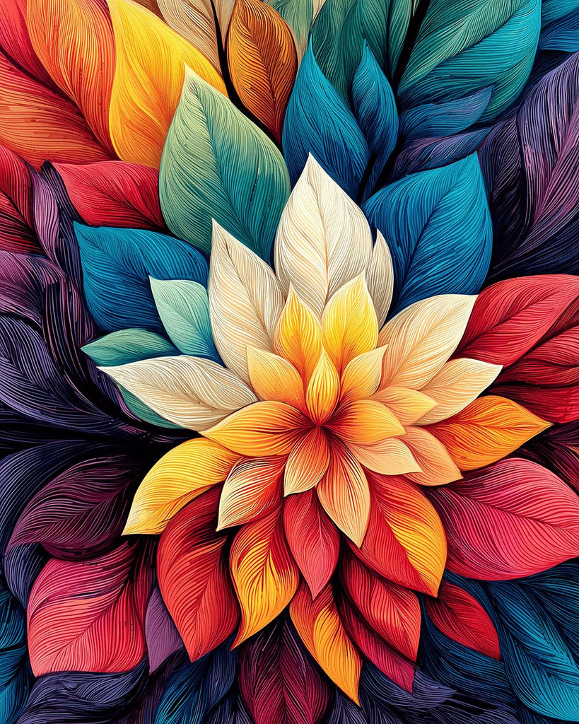 Flor Hecha de Hojas Coloridas Pintar por Números