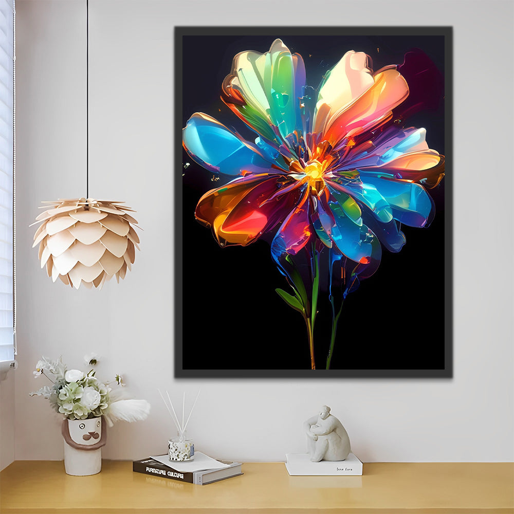 Flor Hermosa de Color de Arco Iris al Sol Pintar por Números