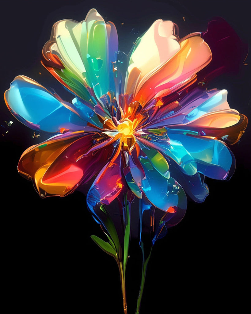 Flor Hermosa de Color de Arco Iris al Sol Pintar por Números