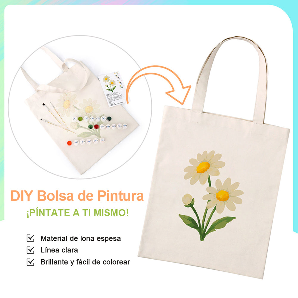 Flor Margarita Pura Pequeña Bolsa de Lienzo Pintar por Números