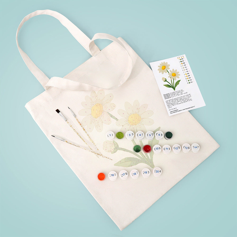 Flor Margarita Pura Pequeña Bolsa de Lienzo Pintar por Números