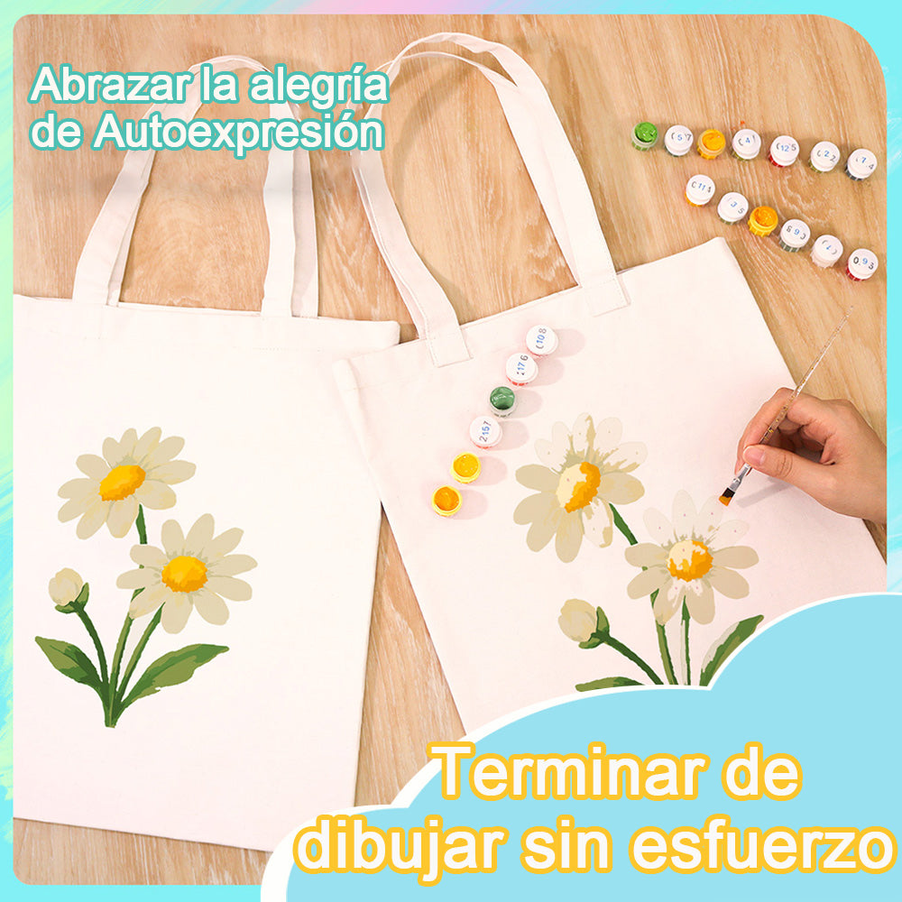 Flor Margarita Pura Pequeña Bolsa de Lienzo Pintar por Números