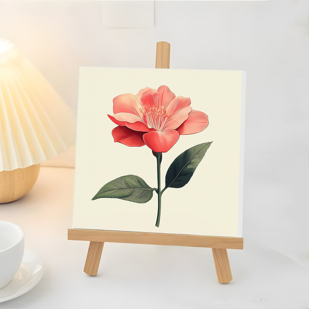 Flor Roja con Hojas Verdes Mini Pintar por Números