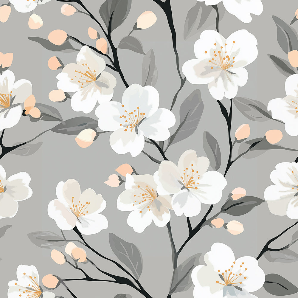 Flores Blancas y Capullos de Primavera Pintar por Números