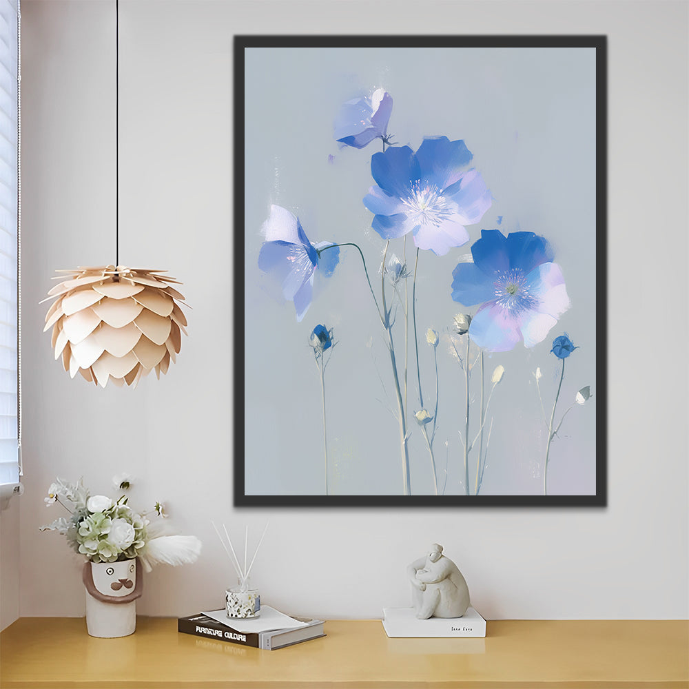 Flores Bonitas de Pétalos Azules Pintar por Números