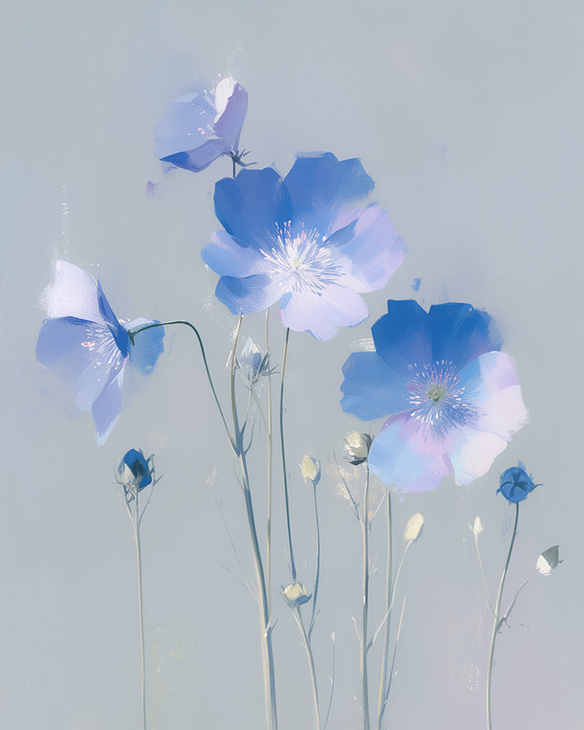 Flores Bonitas de Pétalos Azules Pintar por Números
