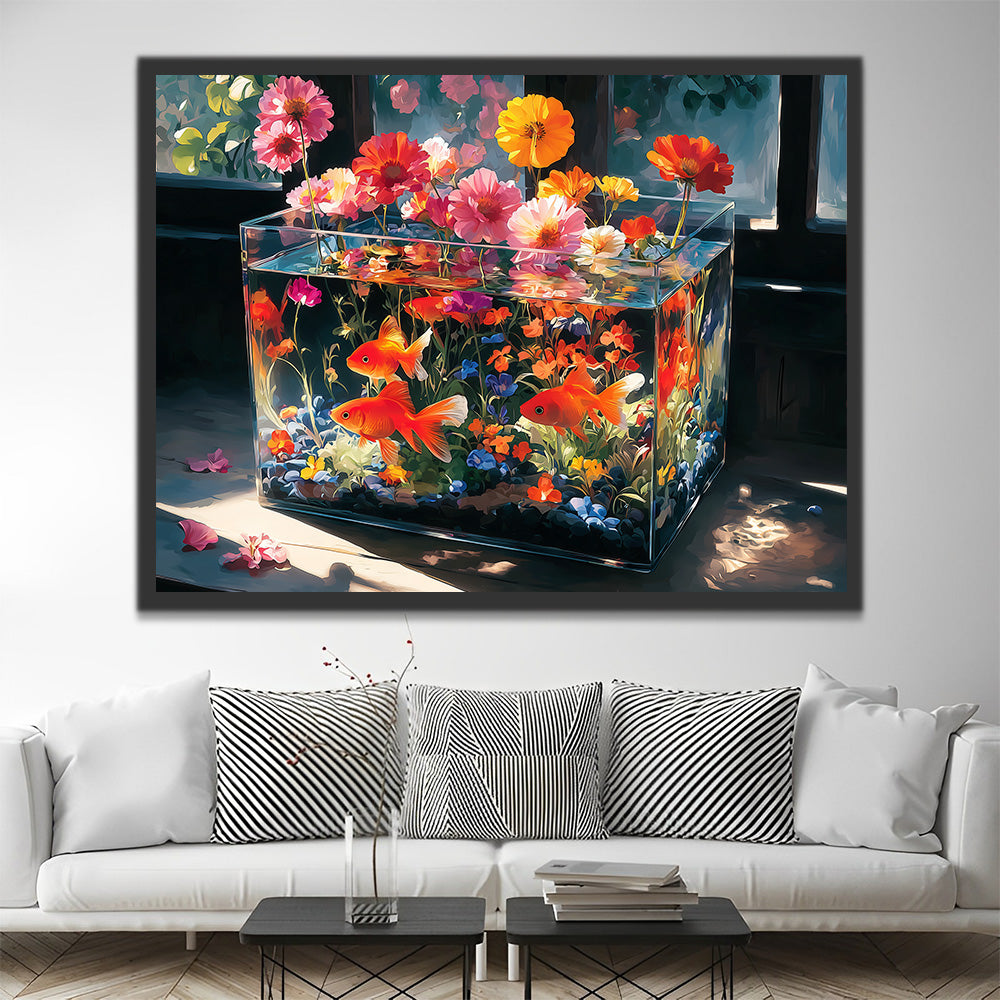 Flores Creciendo en el Acuario de Vidrio Pintar por Números